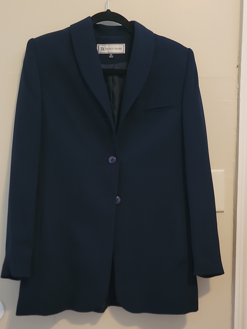 AZURE BLUE SAND WASHED 100% SILK BLAZER SZ. 10. LINED. GORGEOUS! BY TRAVIS AYERS